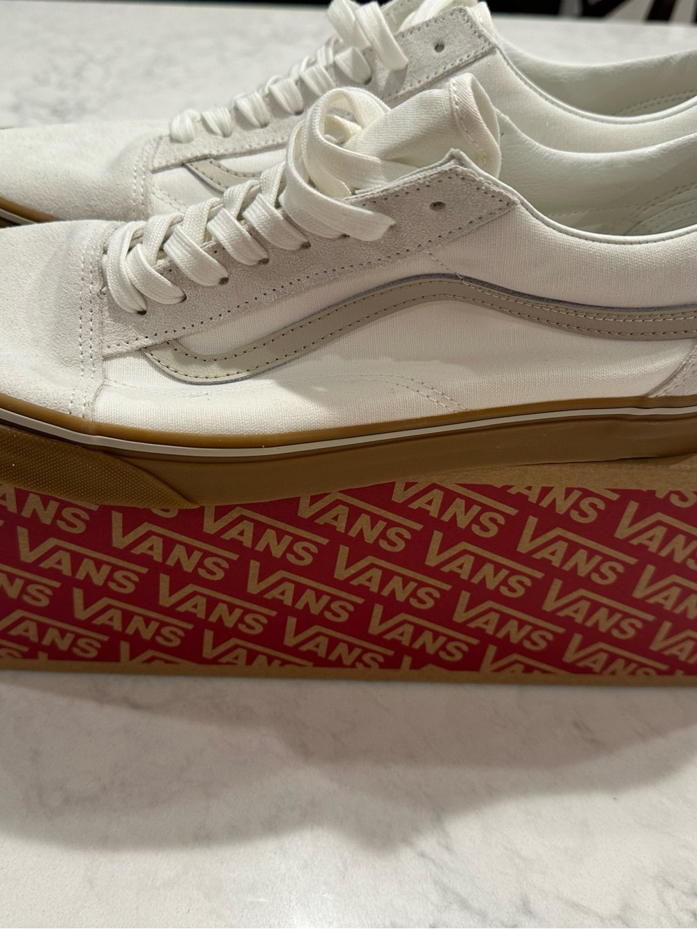 Vans Old Skool Sneakers in White with Gum Sole